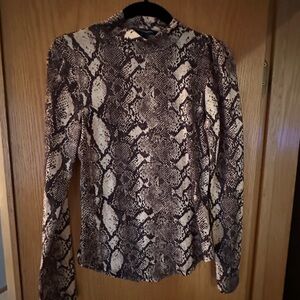 French Connection Brown and Black Patterned Top